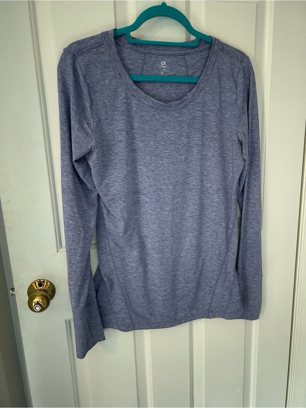 Gap Fit Breathe Long-Sleeve Crew Neck AthleticTop - Heather Lavender